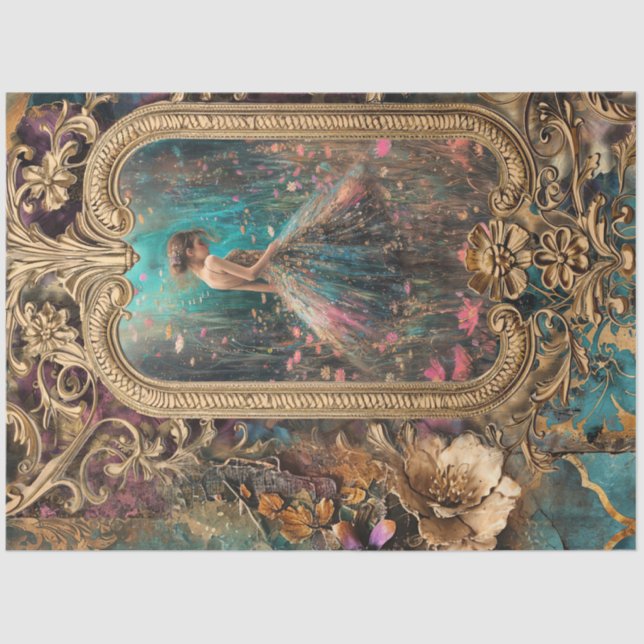 Papier Mousseline Cadres dorés, Cadres dorés, Fille dans un champ (Recto)