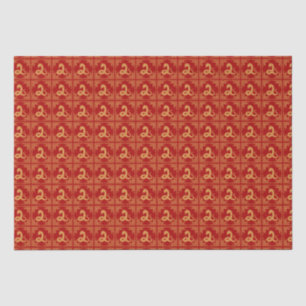 Papier Mousseline Cadres d'ornement grec Motif serpent d'or rouge