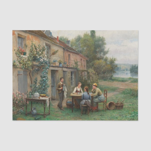 Papier Mousseline Café dans le jardin par Daniel Ridgway Knight (Recto)