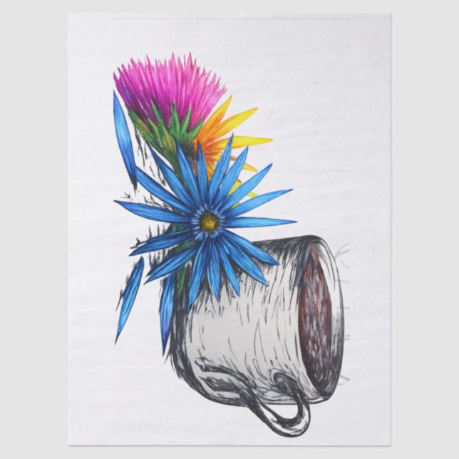 Papier Mousseline Café & Fleurs sauvages (Recto)