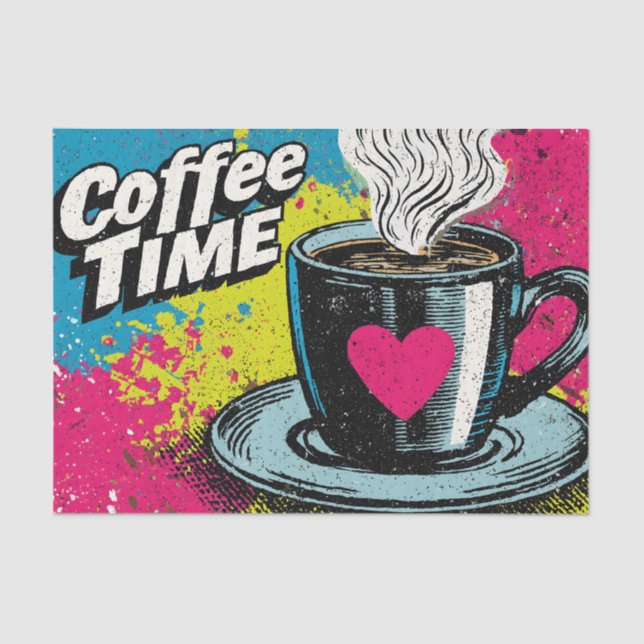 Papier Mousseline "Café Time" Vibrant Pop Art Conception de Mug (Recto)