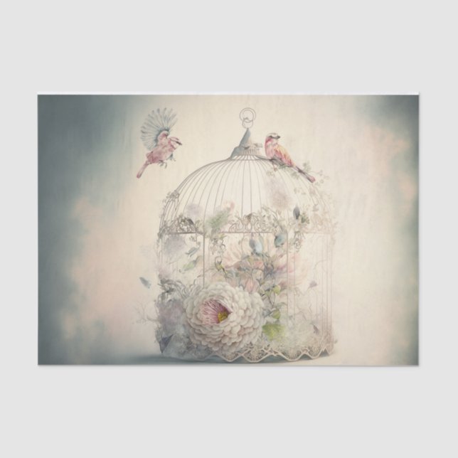 Papier Mousseline Cage d'oiseaux de printemps (Recto)