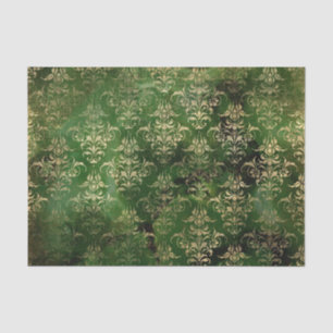 Papier Mousseline Cahier de tissus gothique victorien vert et or