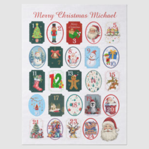 Papier Mousseline Calendrier de l'Avent festif