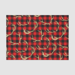 Papier Mousseline Calicot rouge et noir buffle et bois de cerf dorés