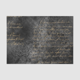 Papier Mousseline Calligraphie Vintage Black et Gold Damask