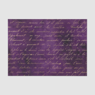 Papier Mousseline Calligraphie vintage grunge or et violet