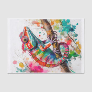 Papier Mousseline Caméléon aquarelle vibrant – Art de la jungle arc-