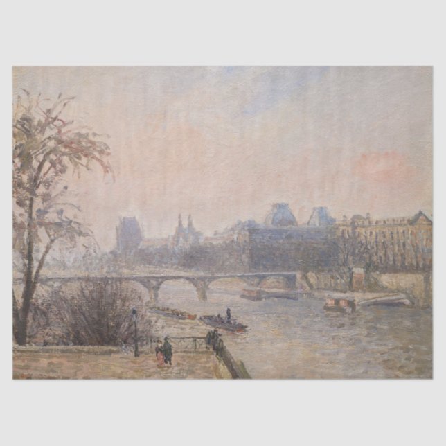 Papier Mousseline Camille Pissarro - La Seine et le Louvre (Recto)