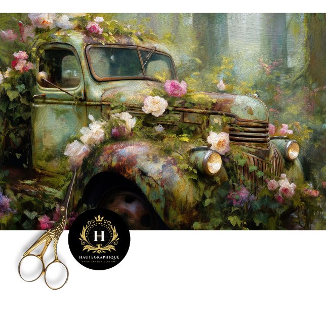 Papier Mousseline Camion à vigne de rose rustique découpé (Créateur téléchargé)