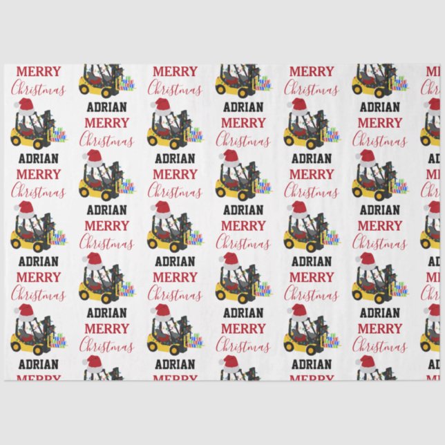 Papier Mousseline Camion chariot élévateur de Noël (Recto)