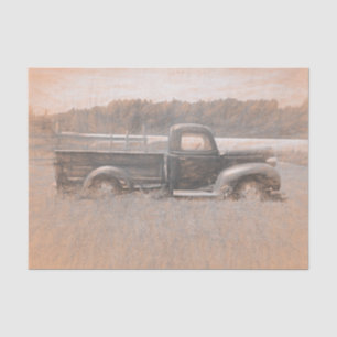 Papier Mousseline Camion de ferme en art de croquis sépia rétro rust