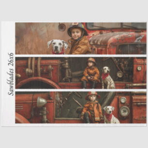 Papier Mousseline Camion de pompier découpé Enfant Dalmatien Scie à