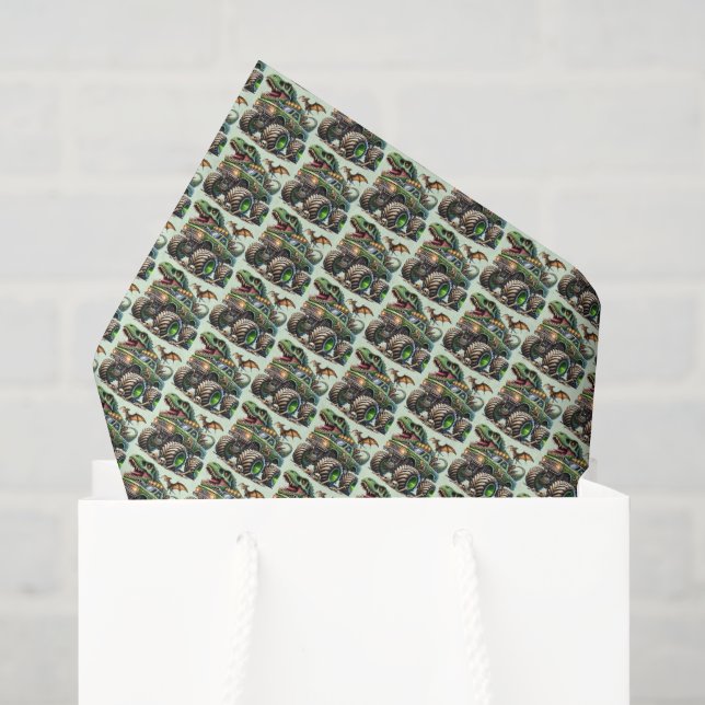 Papier Mousseline camion monstre de garçons cool (Sac cadeau)