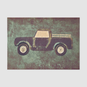 Papier Mousseline Camion Vintage Ancien Rustique Teal Texture Decoup
