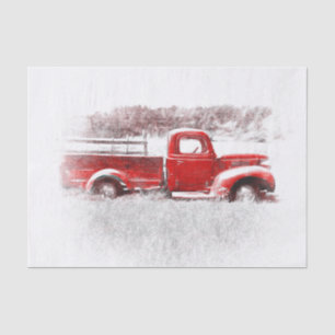 Papier Mousseline Camion vintage Retro Rustic Red Farm