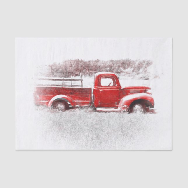 Papier Mousseline Camion vintage Retro Rustic Red Farm (Recto)