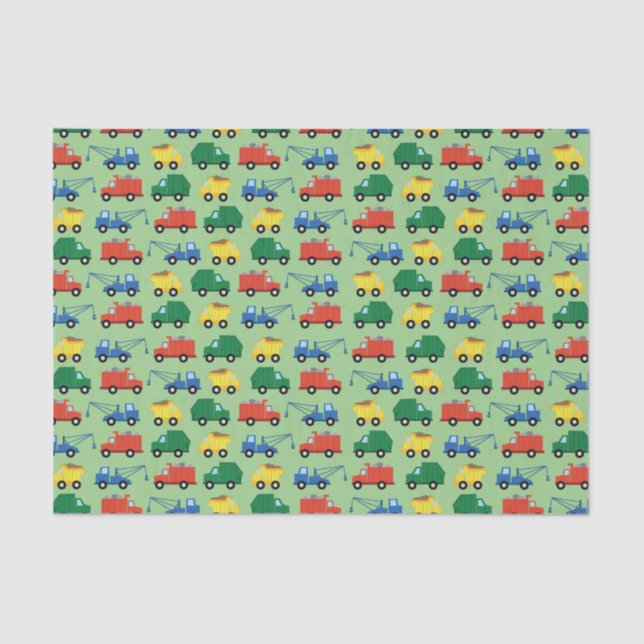 Papier Mousseline Camions Voitures Cute 1er Anniversaire Thème de fê (Recto)