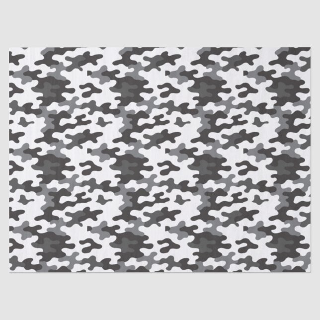 Papier Mousseline Camo noir et blanc (Recto)