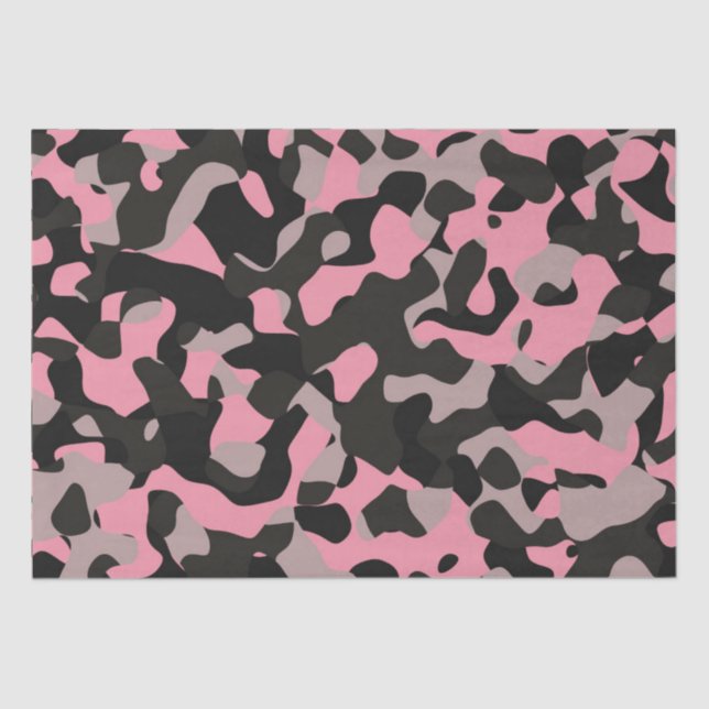Papier Mousseline Camo rose et noir (Recto)