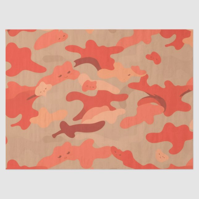 Papier Mousseline Camo rouge (Recto)
