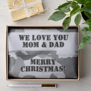 Papier Mousseline Camouflage blanc gris neige Joyeux Noël