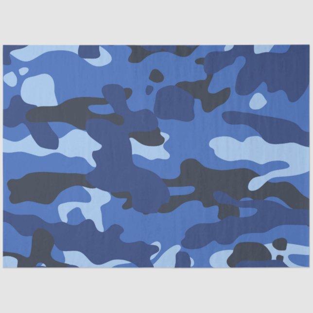 Papier Mousseline Camouflage Bleu Camo Motif de l'armée (Recto)