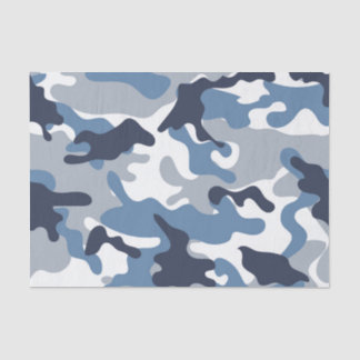 Papier Mousseline Camouflage de bleu et de blanc