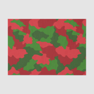 Papier Mousseline Camouflage des Fêtes Rouge et Vert