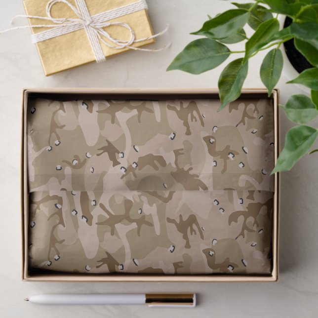 Papier Mousseline Camouflage Désert Avec Galets, Militaire, Armée (Cadeau)