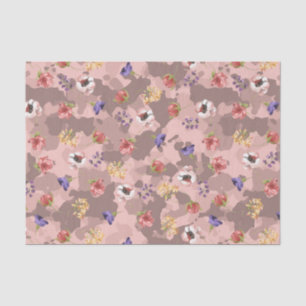Papier Mousseline Camouflage en or Rose rose Fleur