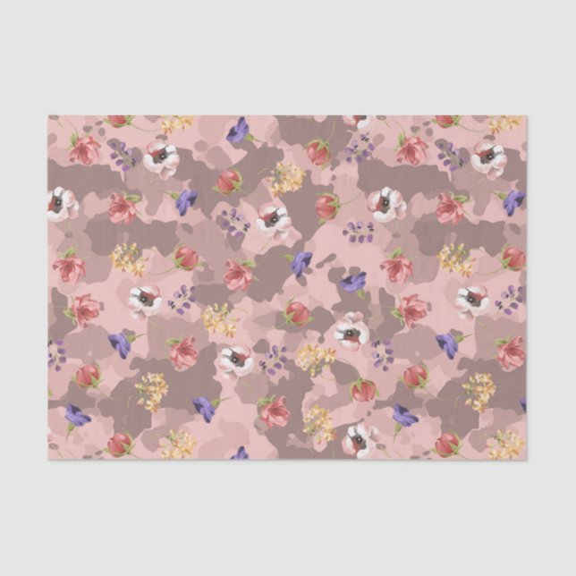 Papier Mousseline Camouflage en or Rose rose Fleur (Recto)