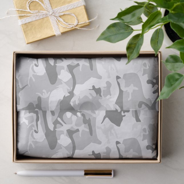 Papier Mousseline Camouflage gris neige d'hiver, Militaire, Armée (Cadeau)