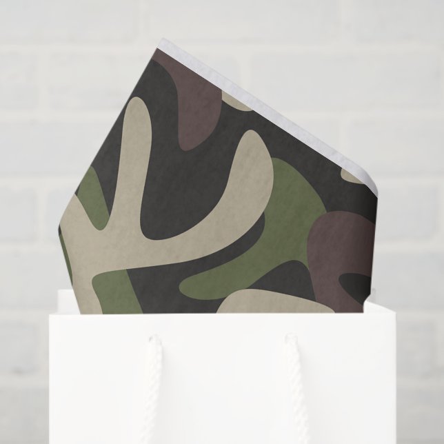 Papier Mousseline Camouflage militaire Motif Brown vert (Sac cadeau)