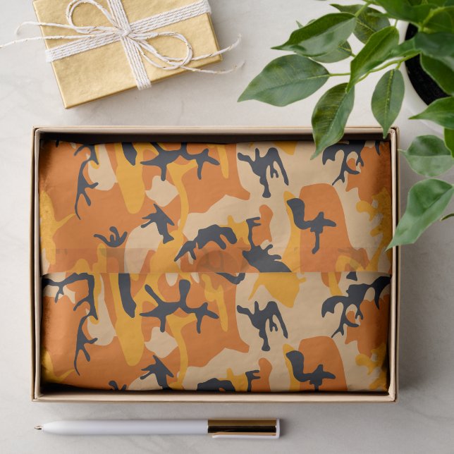 Papier Mousseline Camouflage orange, Militaire, Armée (Cadeau)