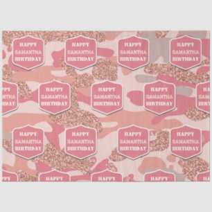 Papier Mousseline Camouflage Rose Gold Blush Pink Camo Anniversaire 