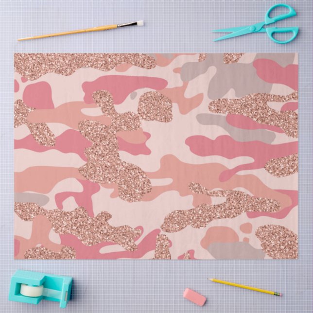 Papier Mousseline Camouflage Rose Gold Blush Pink Camo Motif de l'ar (Artisanat)