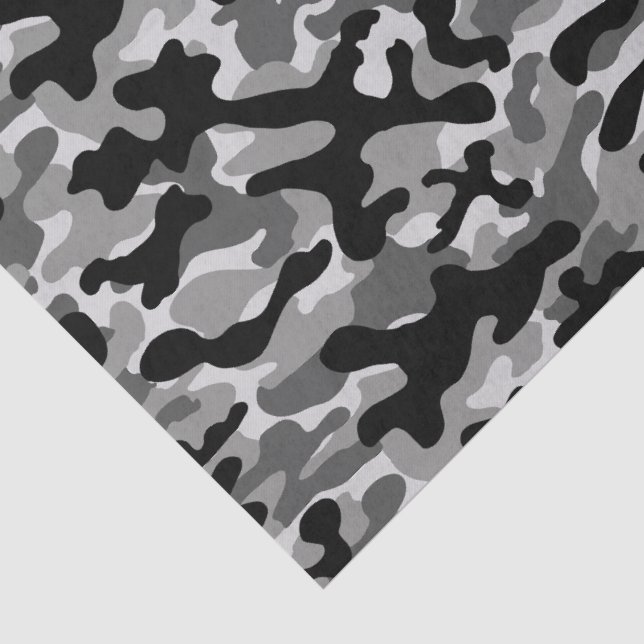 Papier Mousseline Camouflage Urbain Gris Noir  (Détail)