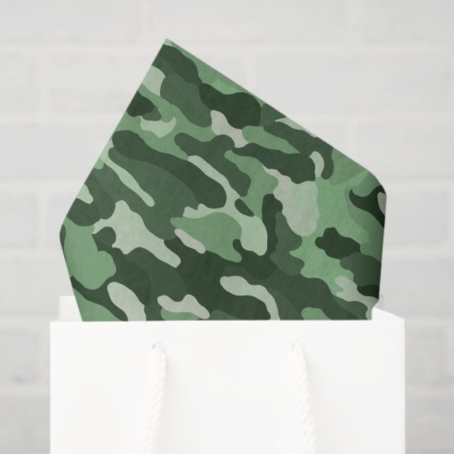 Papier Mousseline Camouflage vert forestier (Sac cadeau)
