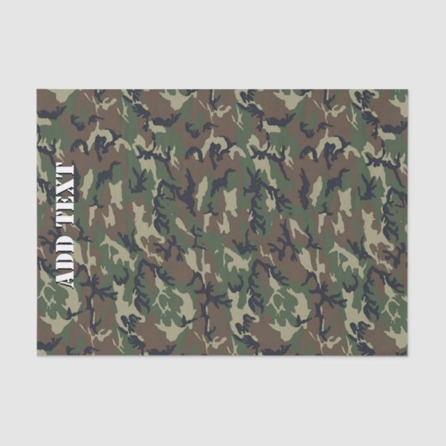 Papier Mousseline Camouflage Woodland Green Motif militaire (Recto)