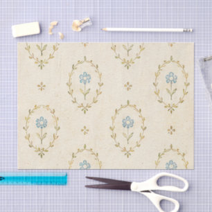 Papier Mousseline Campagnard Fleurs Vintage