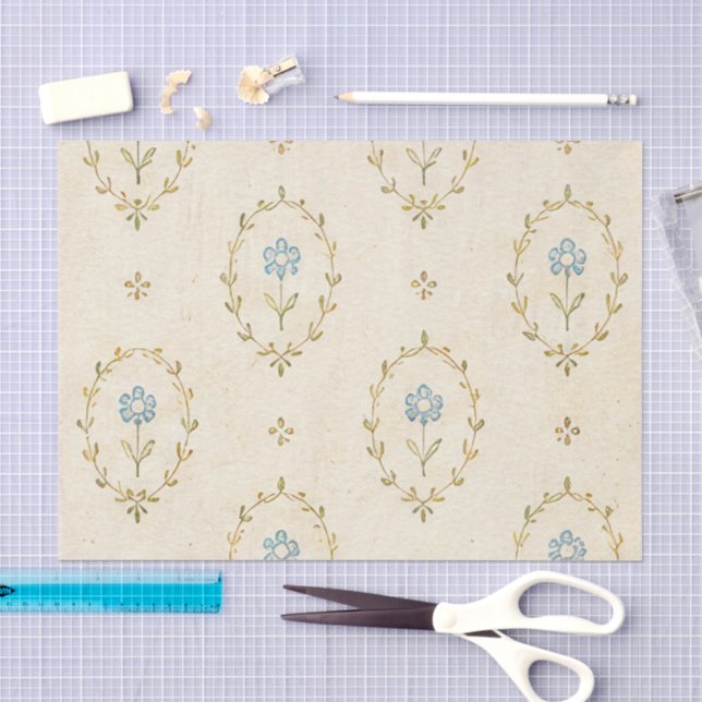 Papier Mousseline Campagnard Fleurs Vintage (Artisanat)