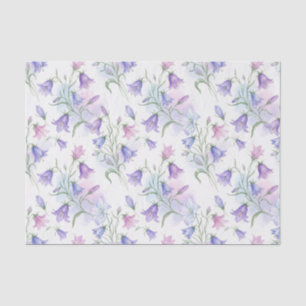 Papier Mousseline Campanules rose et violet à l'aquarelle 