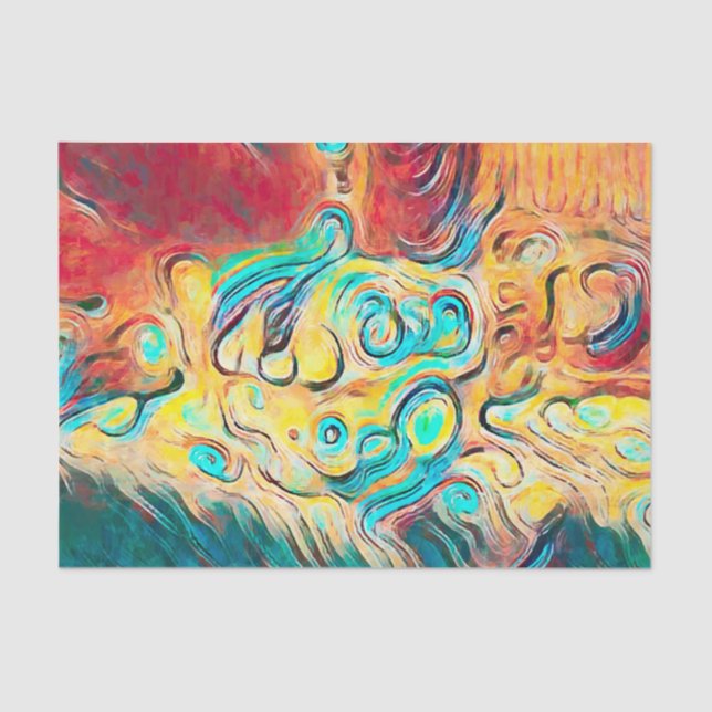 Papier Mousseline Camper Retro Hippie couleur rouge jaune Abstrait (Recto)