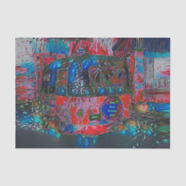 Papier Mousseline Camper Retro Hippie Trouvez Votre Groove Et Votre  (Recto)