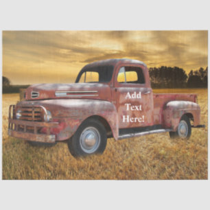 Papier Mousseline Camping vintage Red Truck