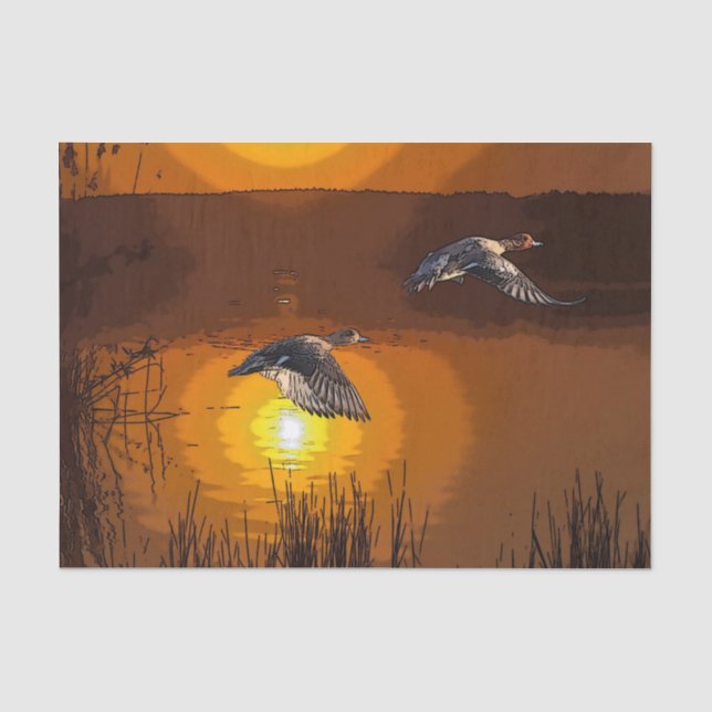 Papier Mousseline Canard à coucher de soleil sauvage (Recto)