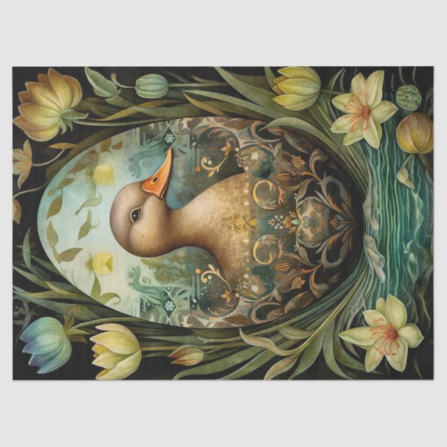 Papier Mousseline Canard floral Pâques (Recto)