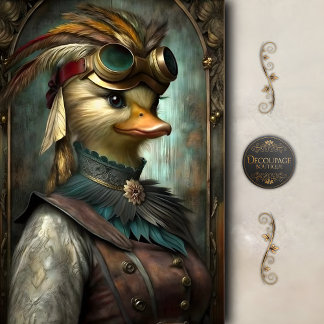 Papier Mousseline Canard Steampunk Découpe Fantaisiste Vintage
