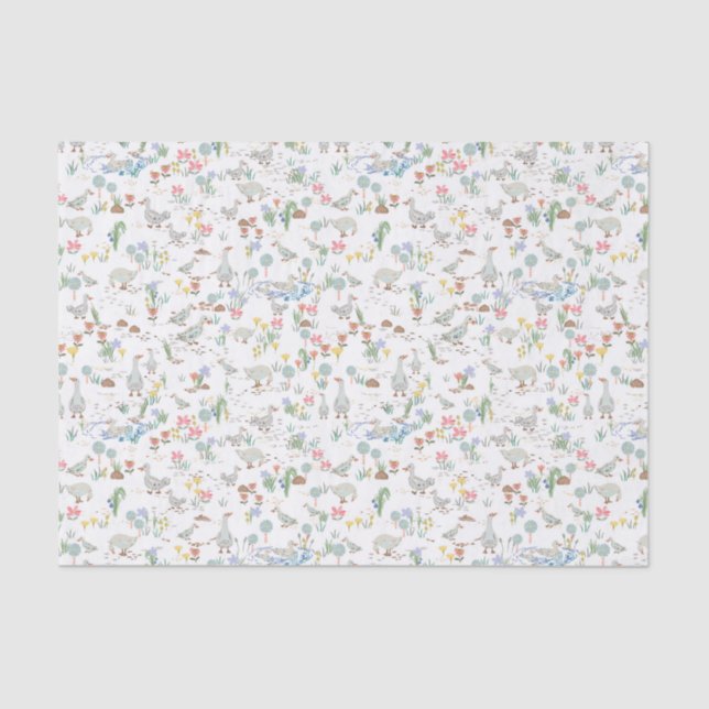 Papier Mousseline Canards dans le jardin (Recto)